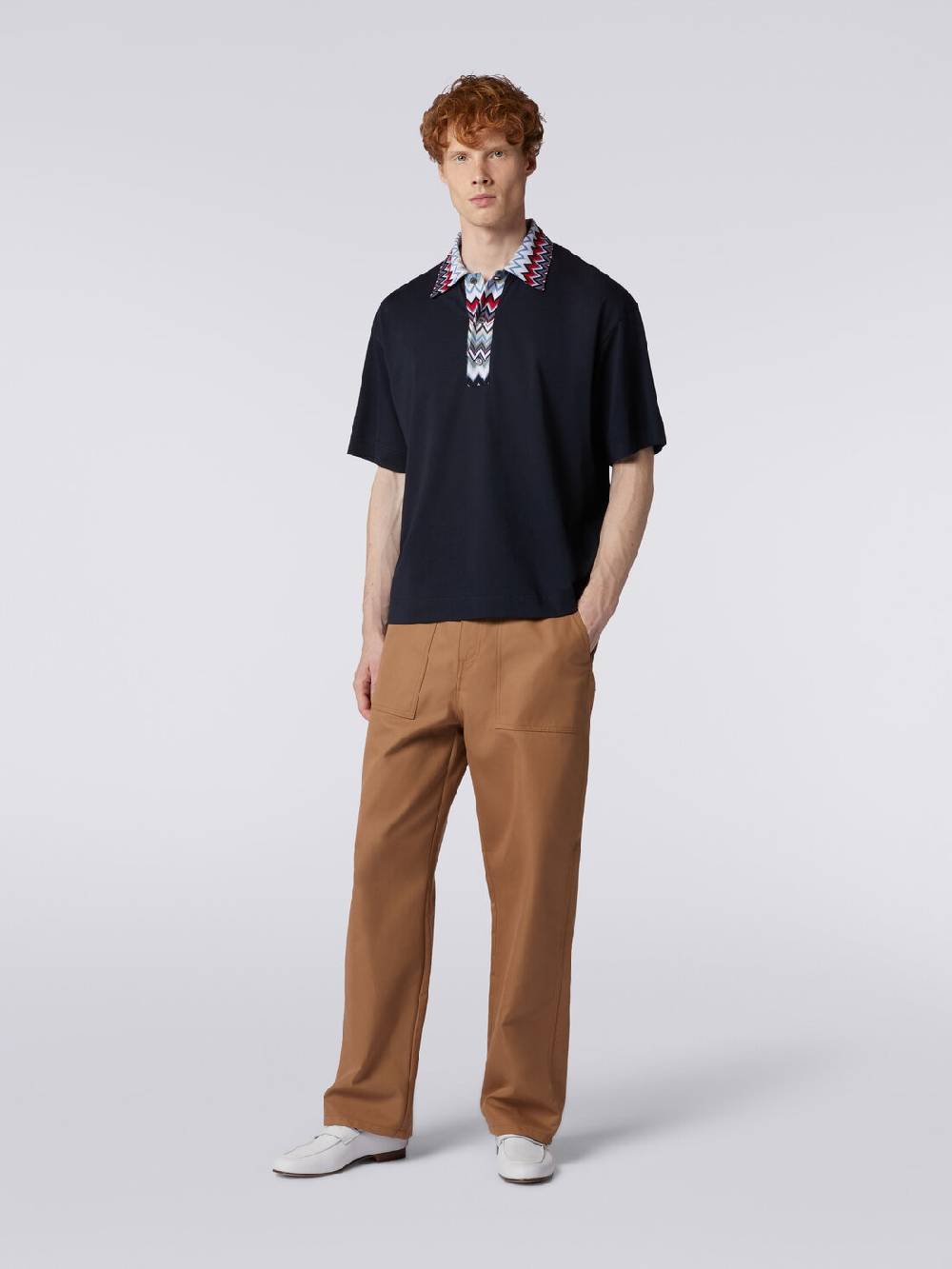 Missoni Polo a maniche corte in cotone con inserti zig zag Shopping online