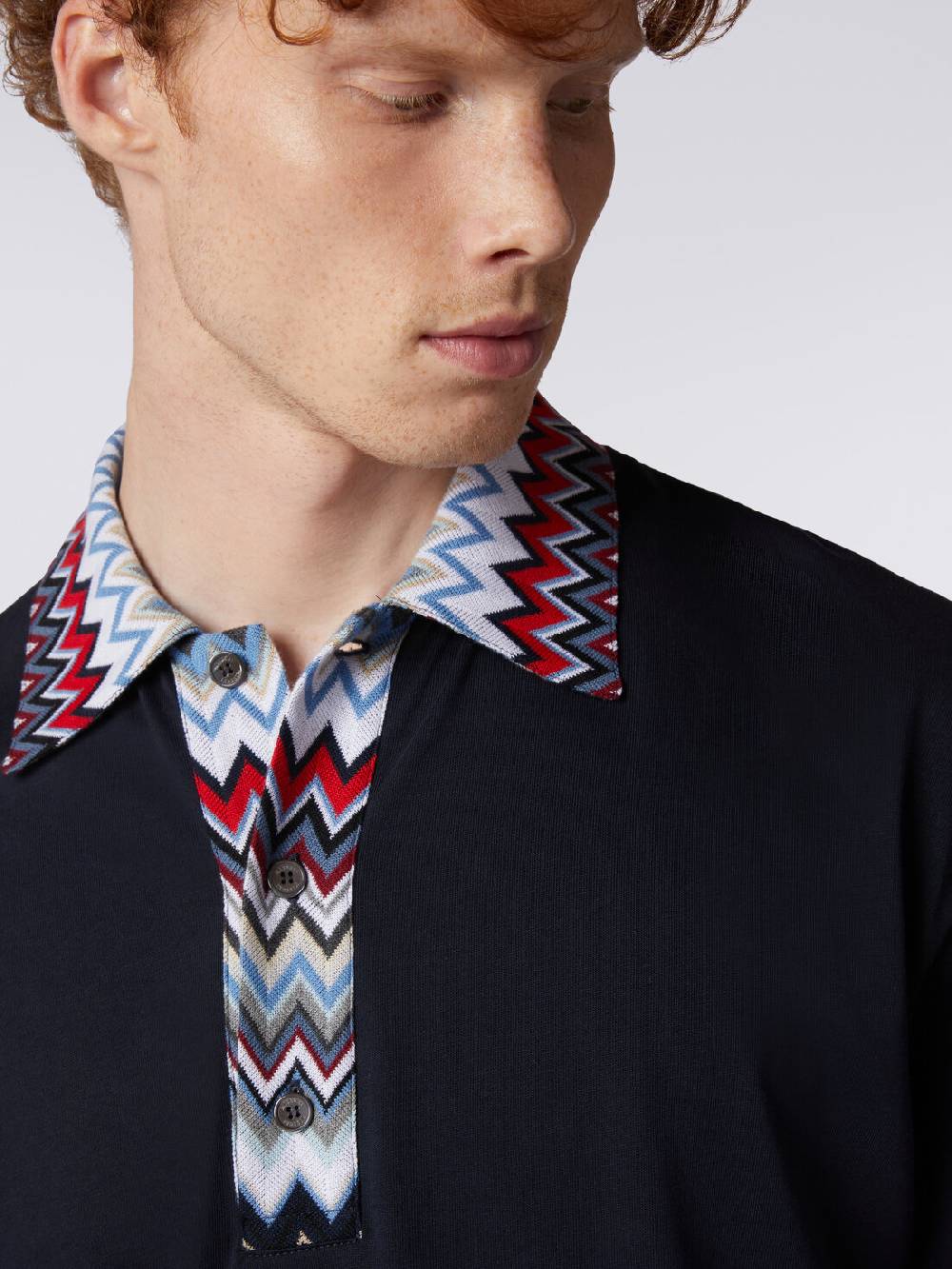 Missoni Polo a maniche corte in cotone con inserti zig zag Shopping online