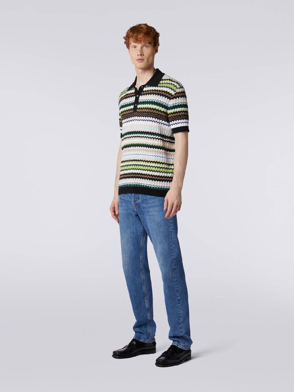 Missoni Polo a maniche corte in maglia di cotone zig zag Offerta esclusiva