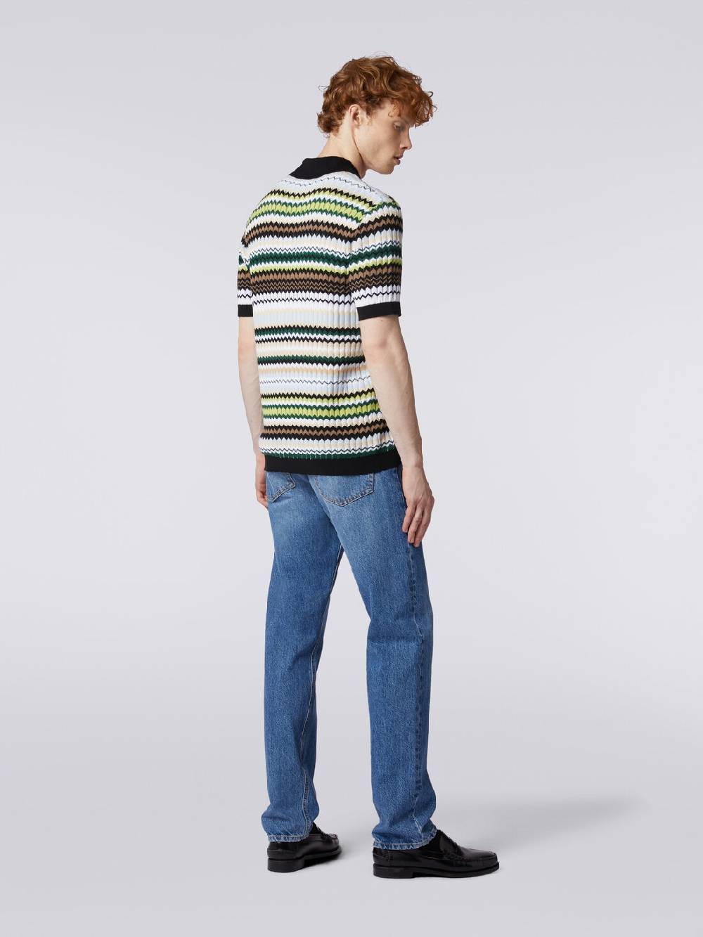 Missoni Polo a maniche corte in maglia di cotone zig zag Offerta esclusiva