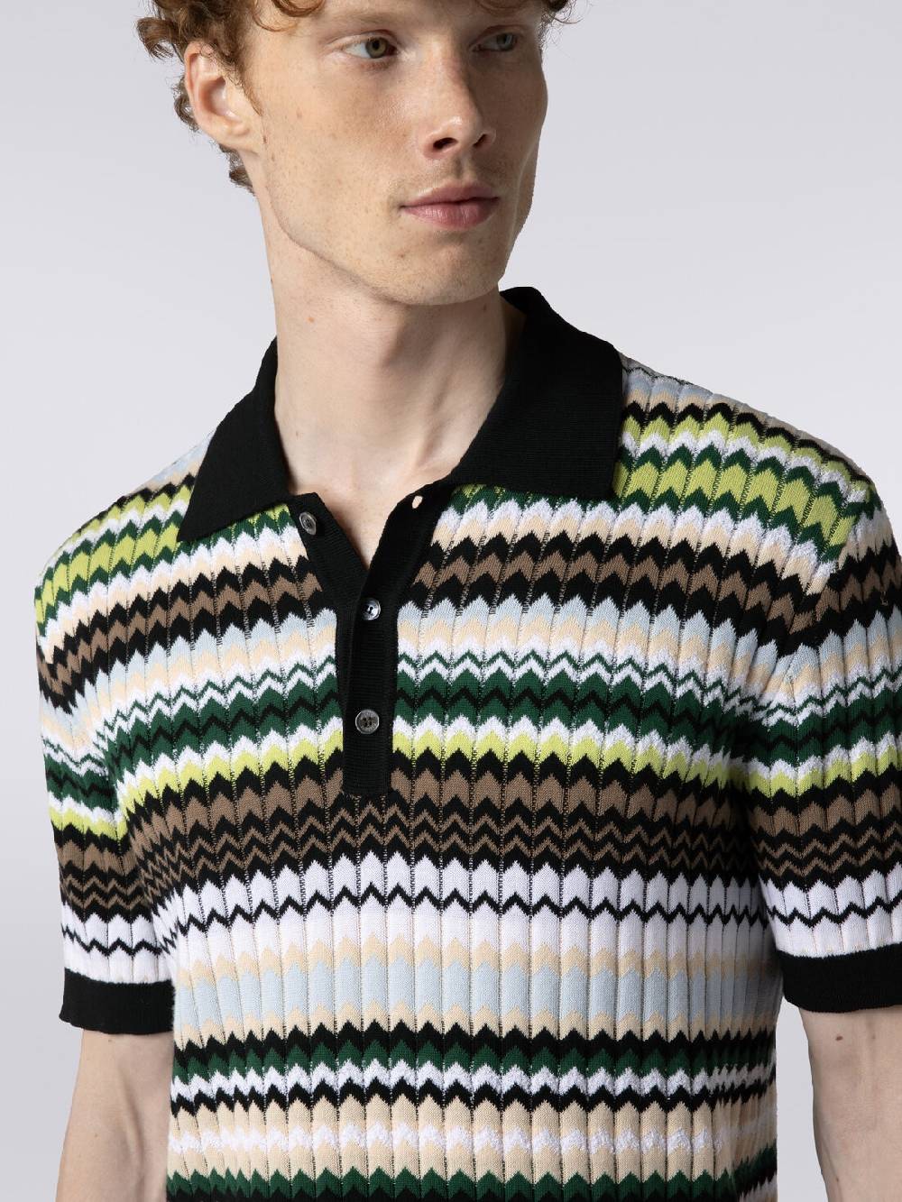 Missoni Polo a maniche corte in maglia di cotone zig zag Offerta esclusiva