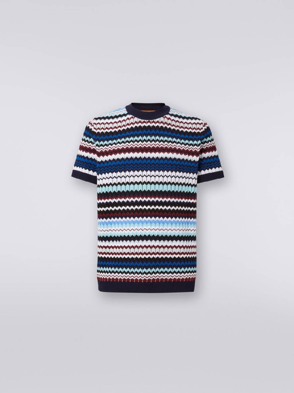 Missoni T-shirt in maglia di cotone zig zag a costine Vendite stagionali