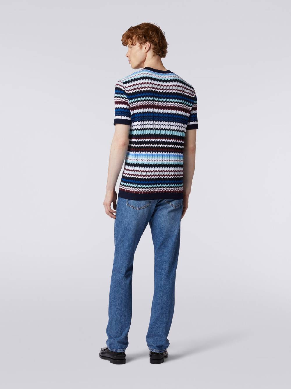 Missoni T-shirt in maglia di cotone zig zag a costine Vendite stagionali