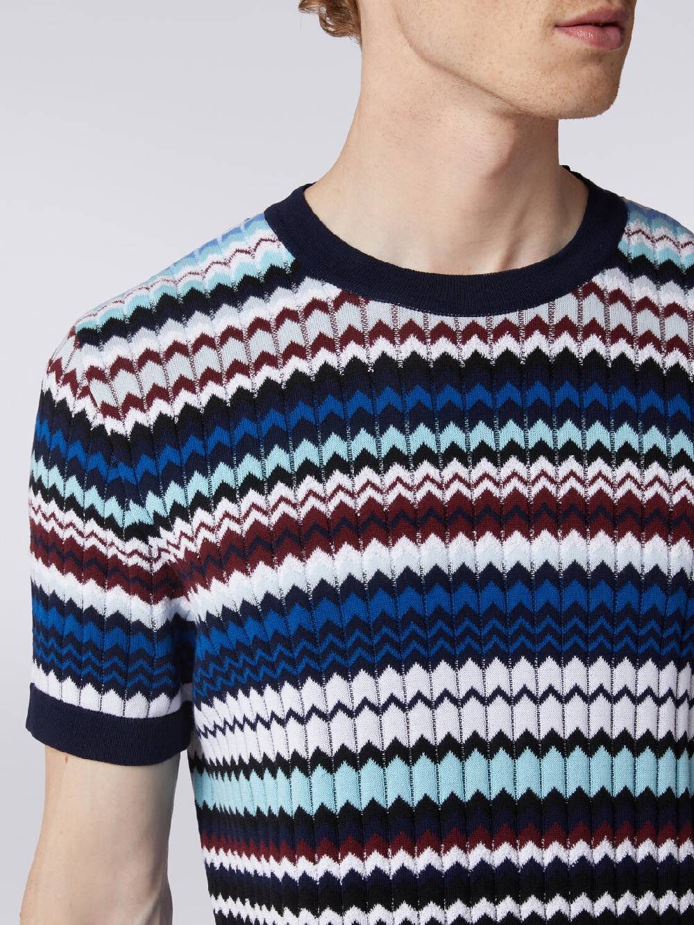 Missoni T-shirt in maglia di cotone zig zag a costine Vendite stagionali