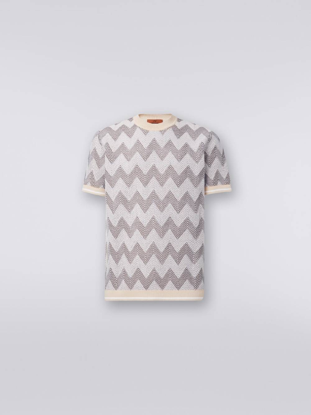 Missoni T-shirt in maglia di cotone chevron con profili a contrasto Offerta Pasqua