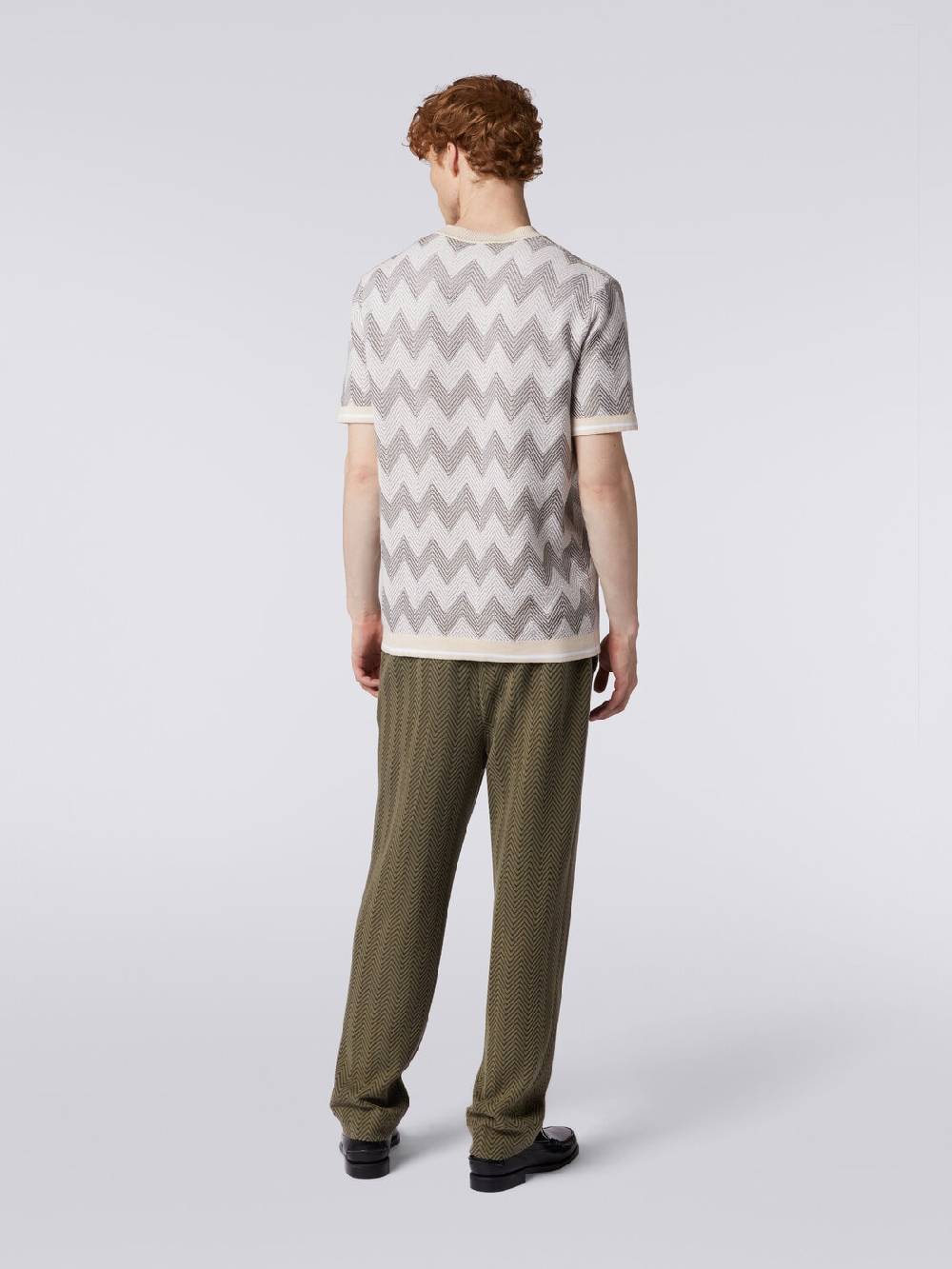 Missoni T-shirt in maglia di cotone chevron con profili a contrasto Offerta Pasqua