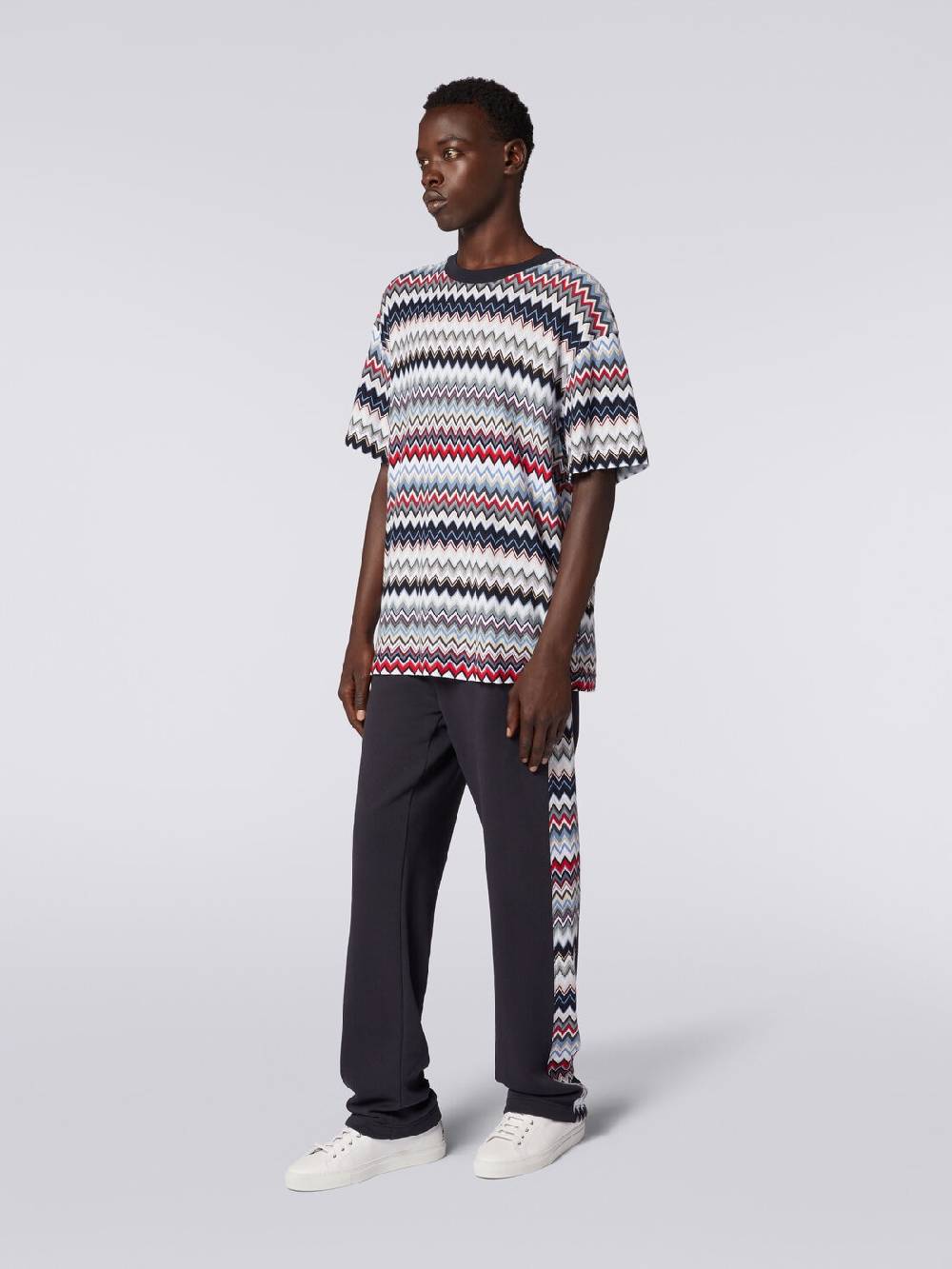 Missoni T-shirt girocollo in cotone zig zag Offerta per la Festa della Mamma