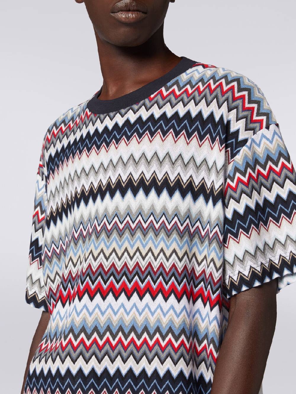 Missoni T-shirt girocollo in cotone zig zag Offerta per la Festa della Mamma