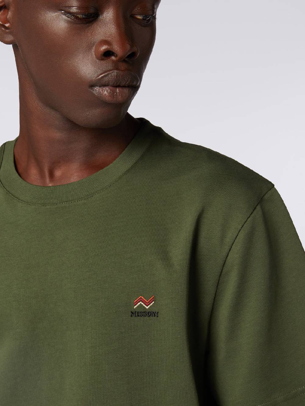 Missoni T-shirt girocollo in cotone con ricamo e logo Offerta Giorno del Papà