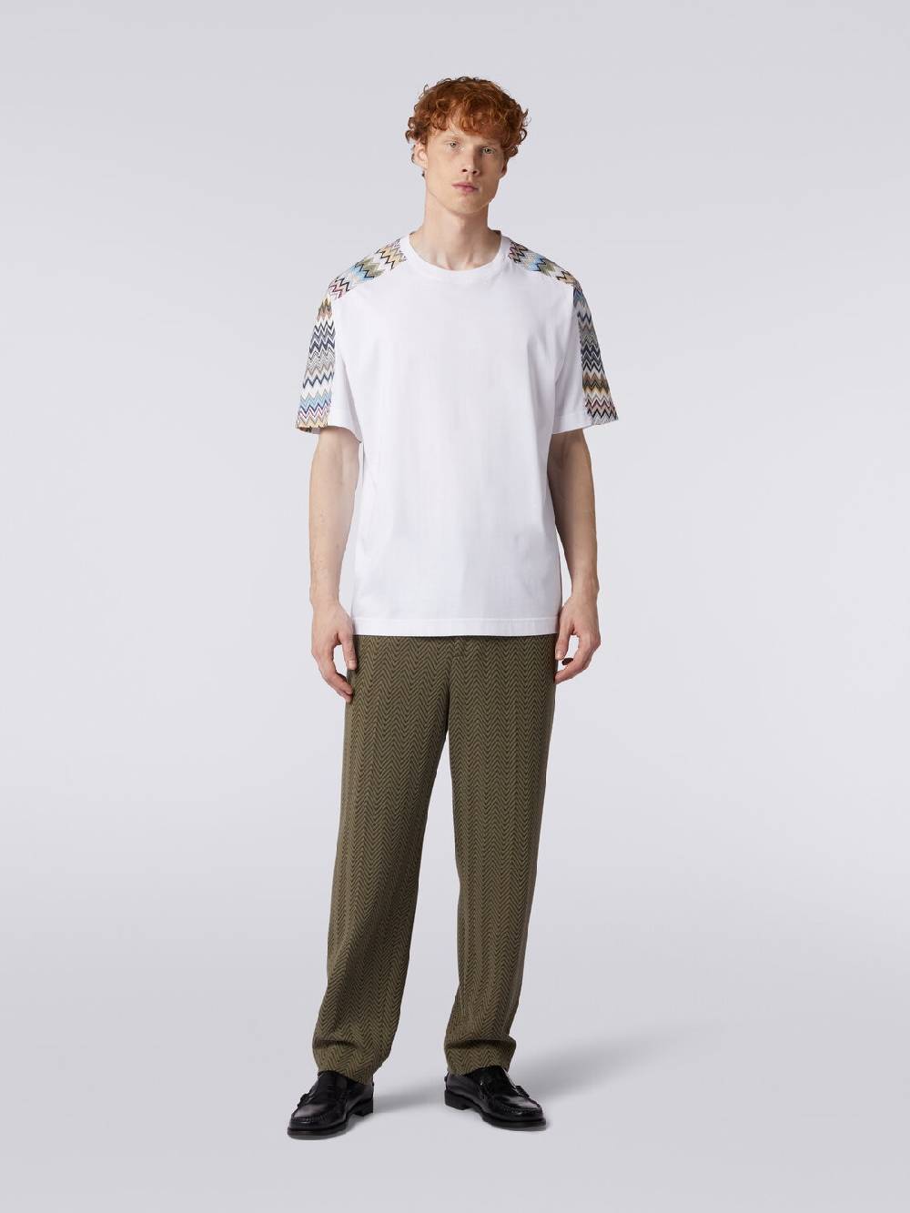 Missoni T-shirt in cotone con inserti zig zag