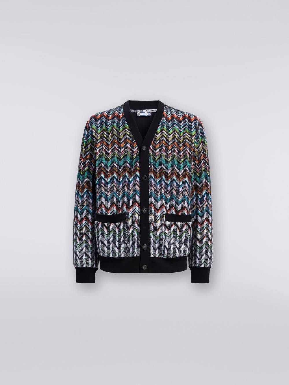 Missoni Cardigan in maglia zig zag con profili tinta unita Offerta temporanea