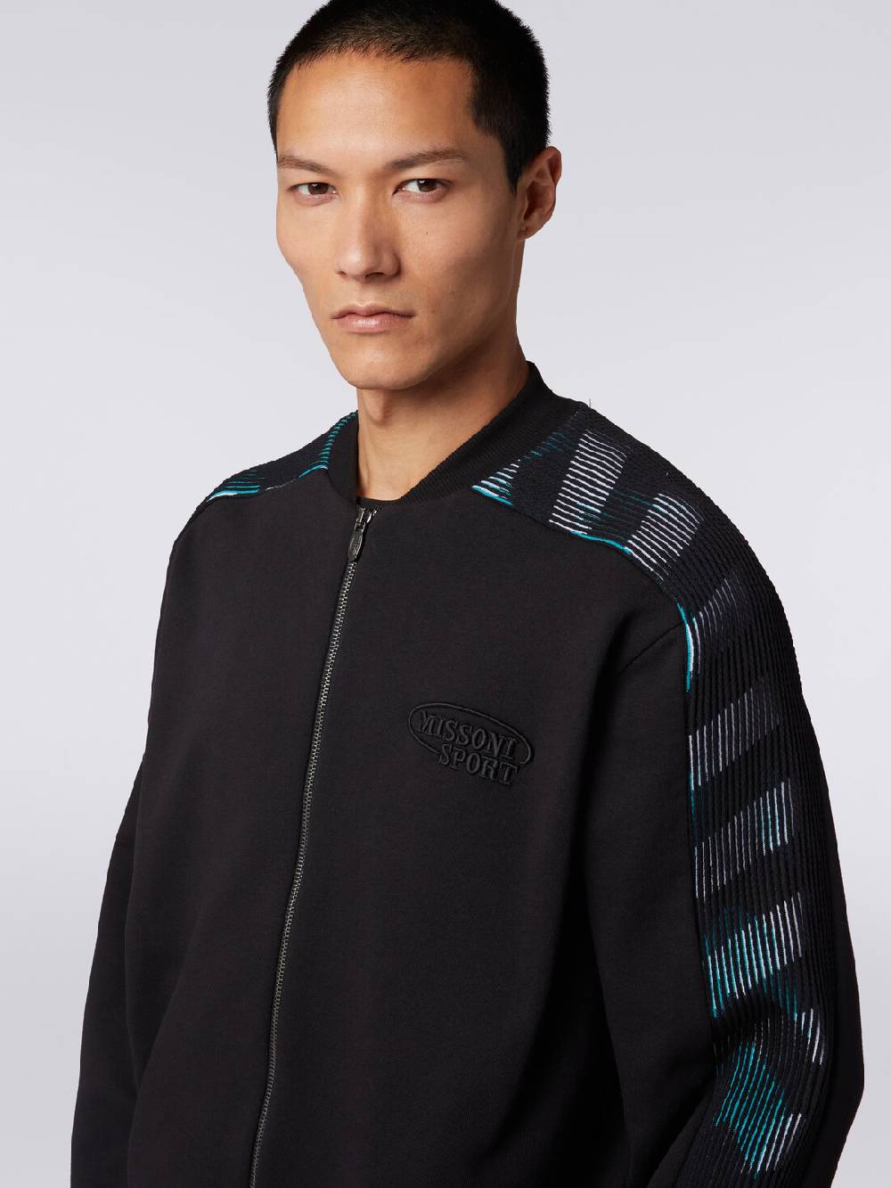 Missoni Cardigan in felpa di cotone con dettagli in maglia zig zag Offerte stagionali