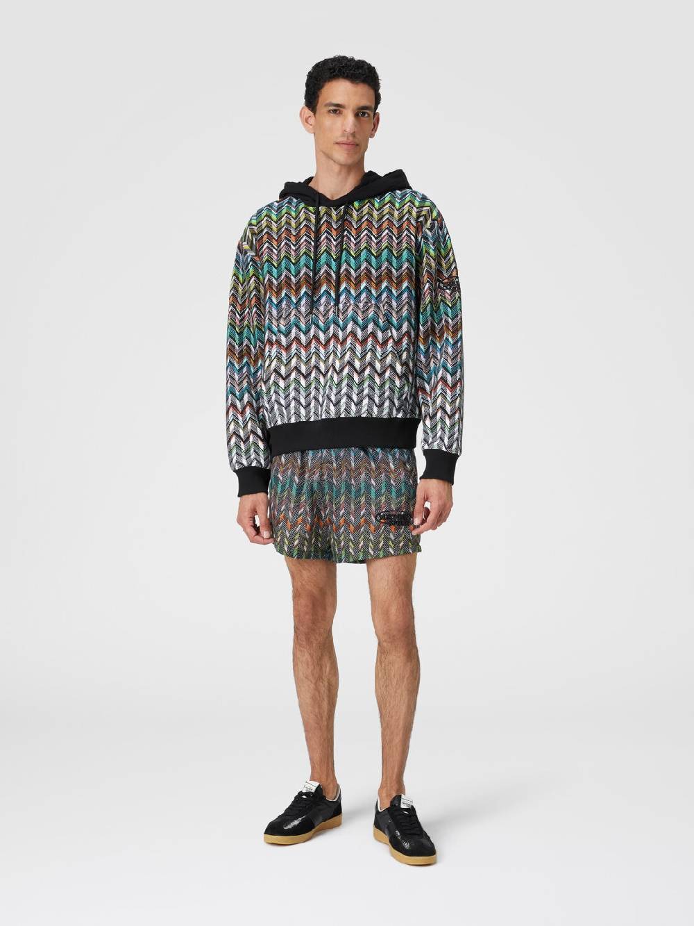 Missoni Felpa con cappuccio in maglia zig zag