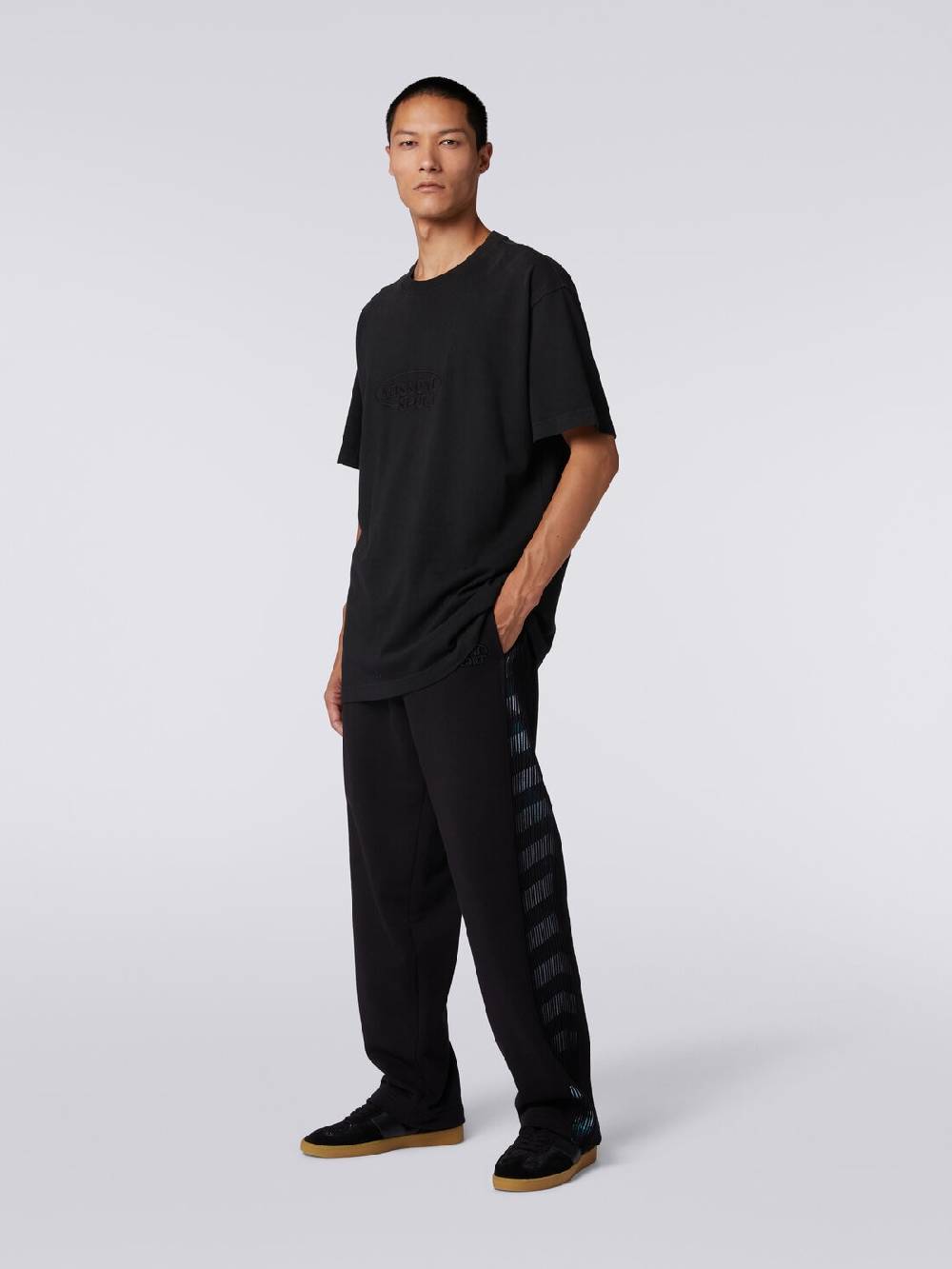 Missoni Pantaloni in felpa con logo e bande laterali in maglia Sconti VIP