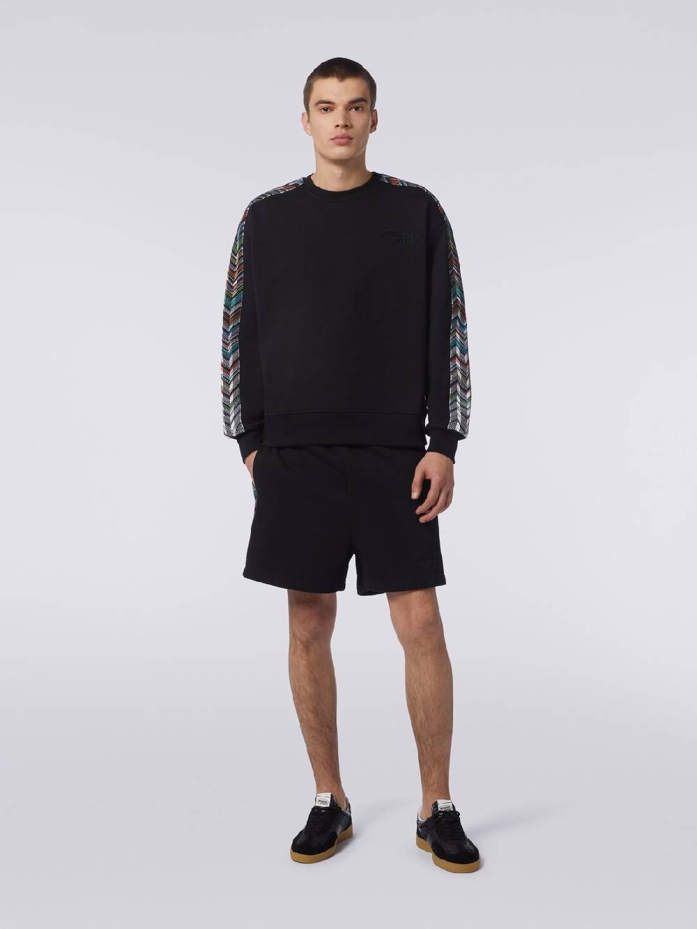 Missoni Shorts in felpa con logo e bande laterali in maglia