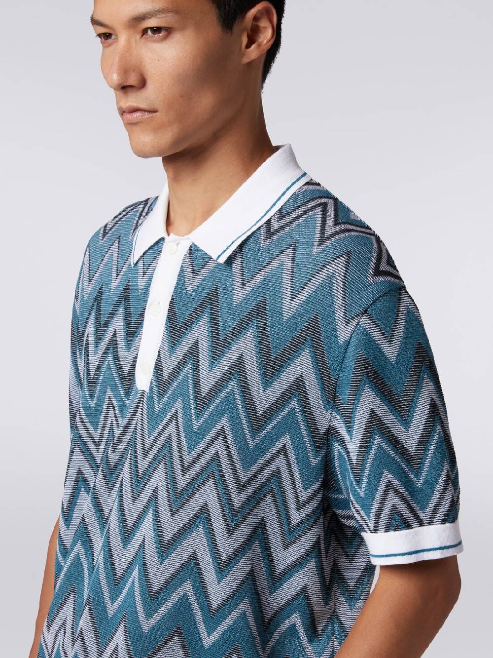 Missoni Polo in maglia zig zag con dettagli tinta unita Super Saving Price