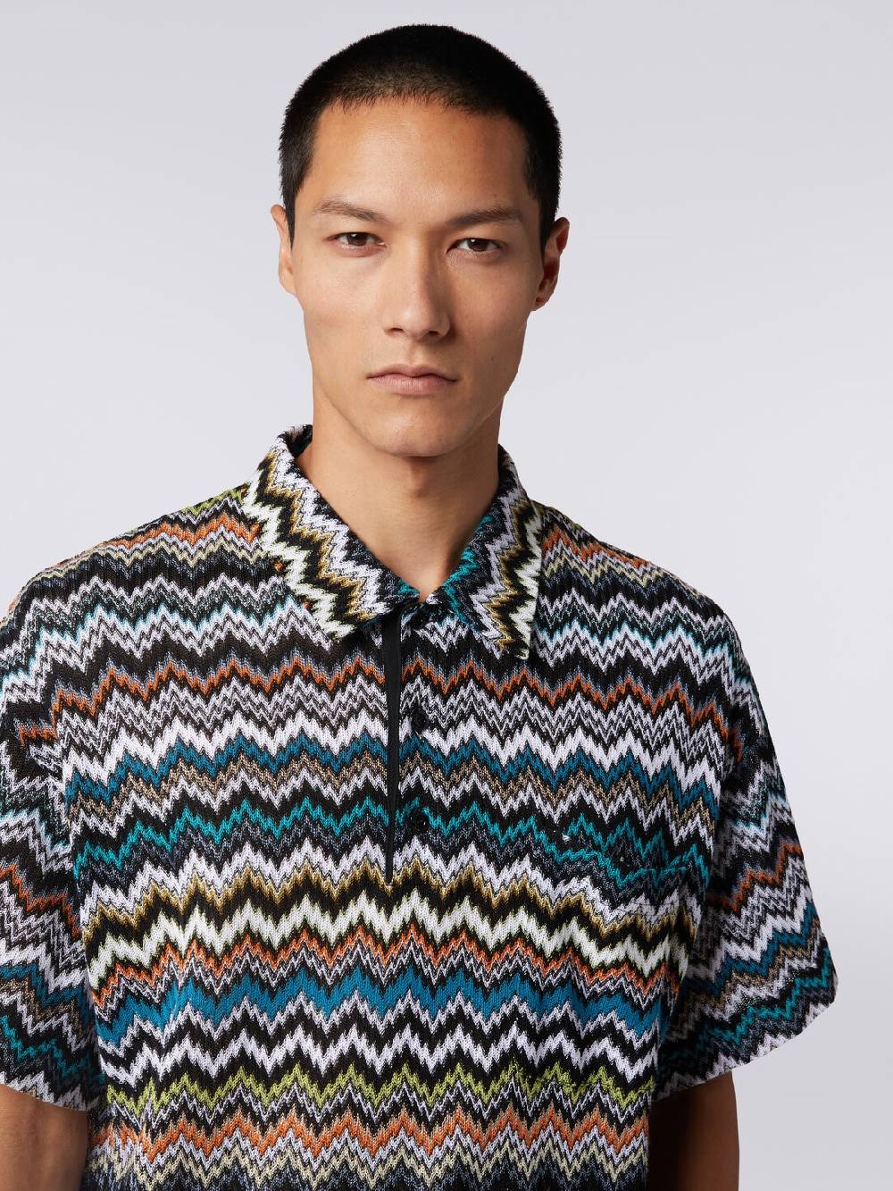Missoni Polo in maglia di viscosa e cotone zig zag Offerta settimanale