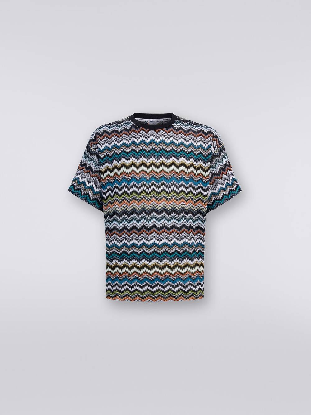 Missoni T-shirt girocollo in maglia di cotone zig zag Ultimi tre giorni