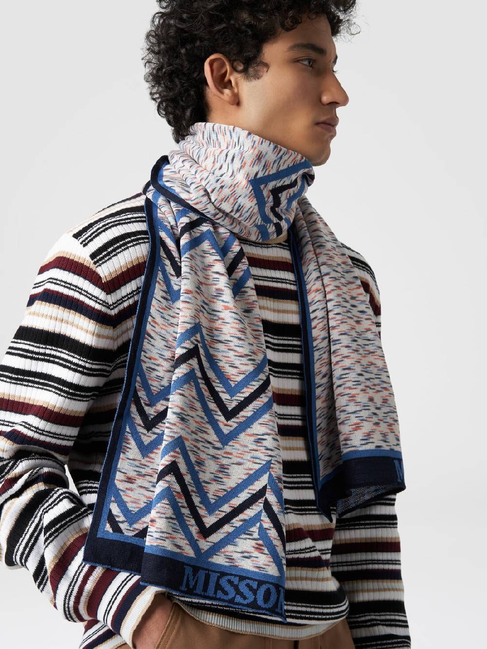 Missoni Sciarpa in cotone con multilavorazione e logo Only for today
