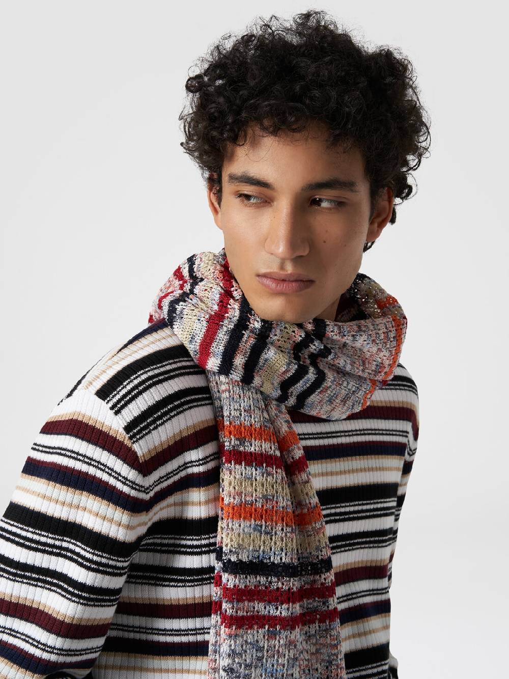 Missoni Sciarpa in cotone fiammato con motivo a righe Fino al 55% di sconto