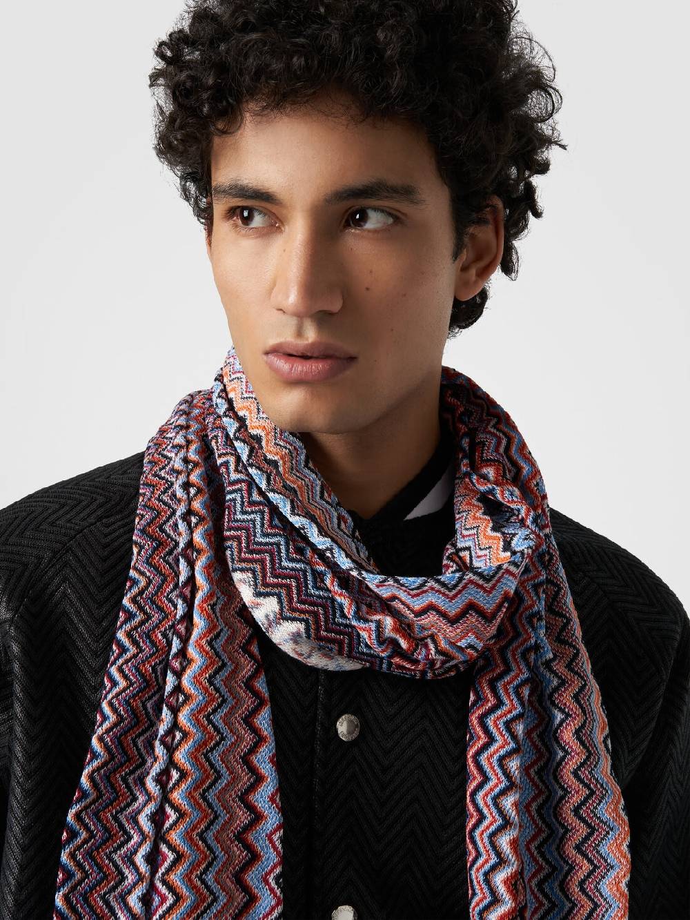 Missoni Sciarpa in cotone chevron con frange In vendita