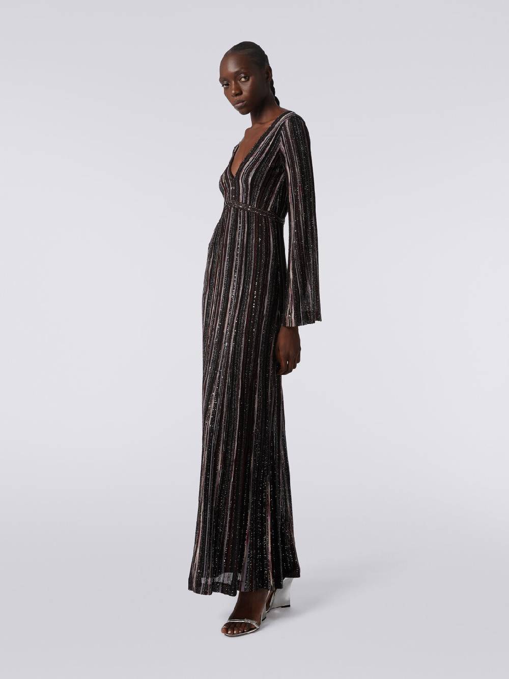 Missoni Abito lungo a righe verticali in misto viscosa con paillettes Qualità