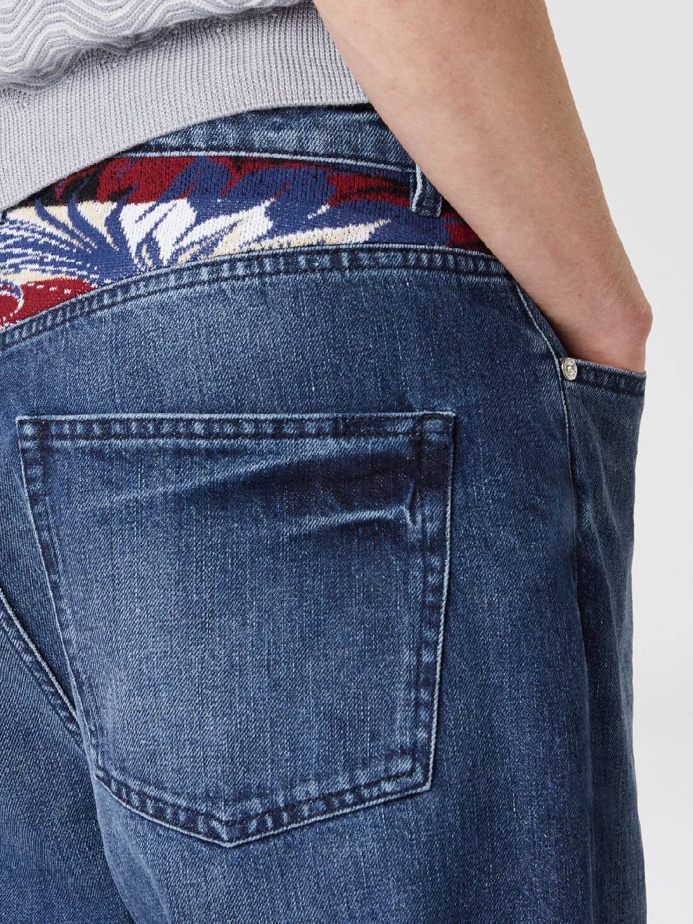 Missoni Cinque tasche in denim con inserto in maglia motivo Venezia Pezzi Unici