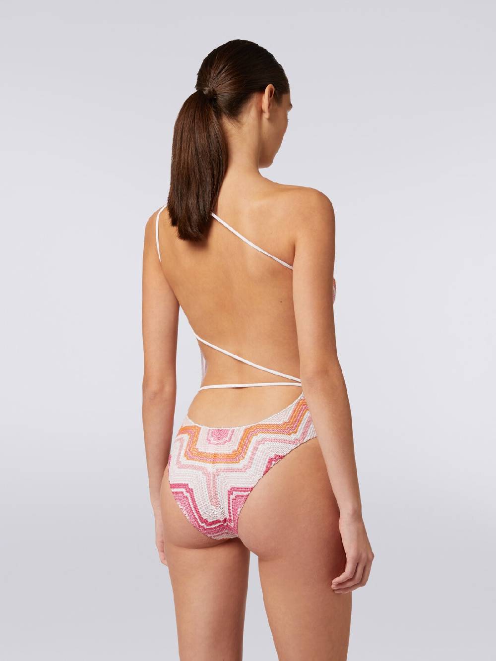 Missoni Costume intero monospalla in crochet chevron con lurex Consegna Veloce