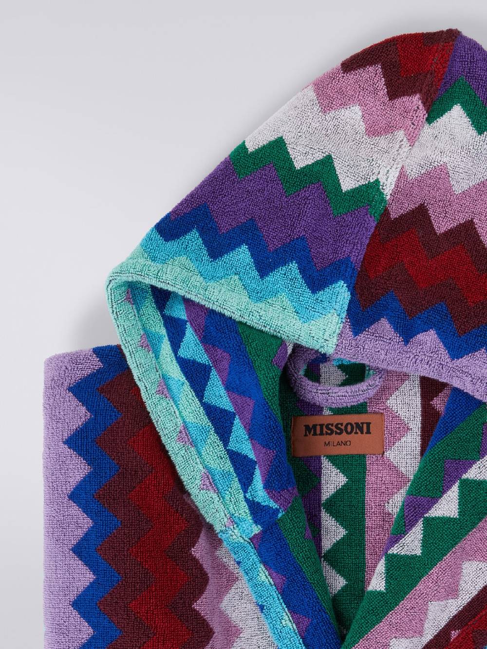 Missoni Accappatoio lungo con cappuccio Chantal in spugna di cotone chevron Fino Al -60%