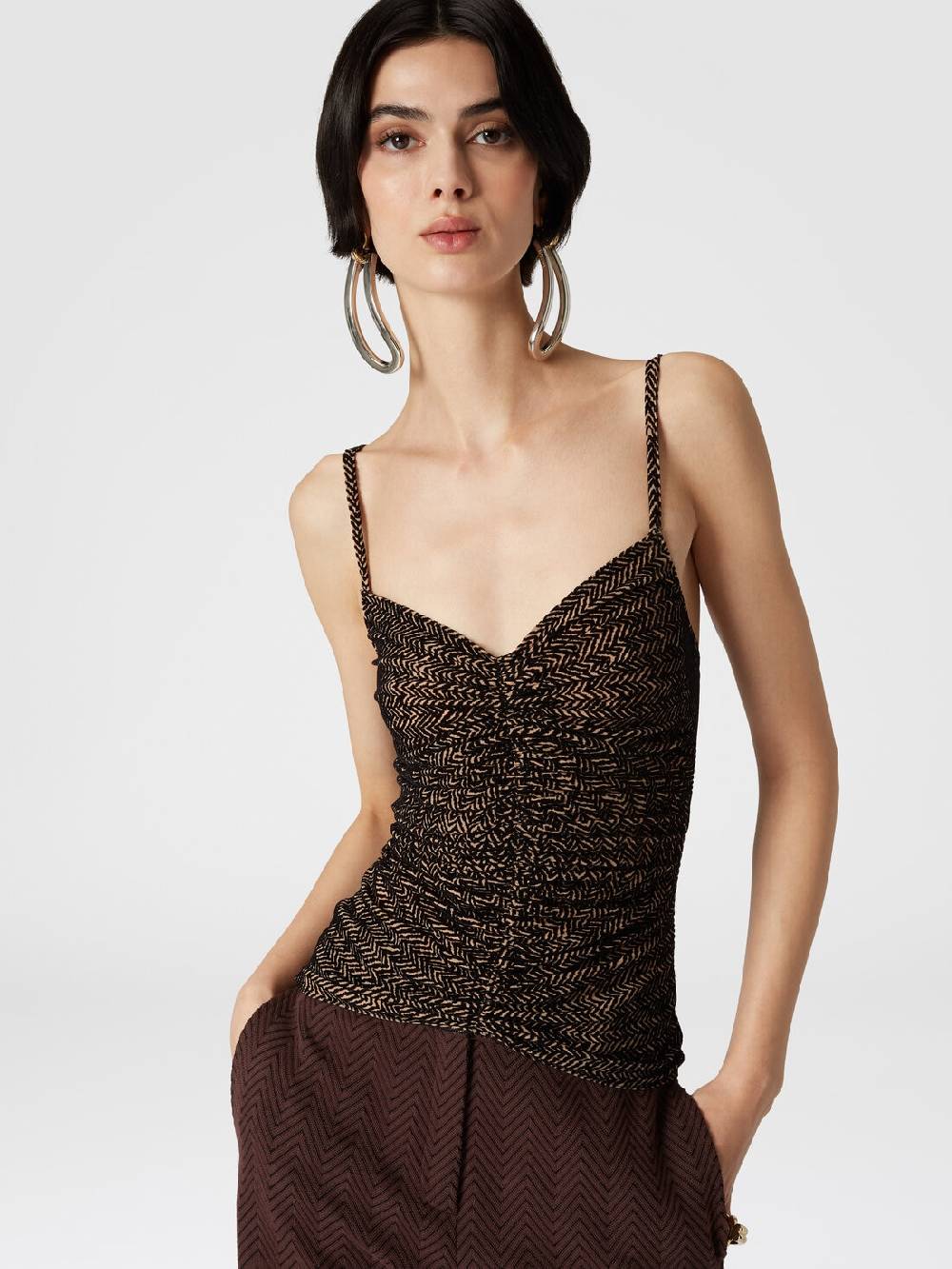 Missoni Canottiera in tulle zig zag con arricciatura Presa