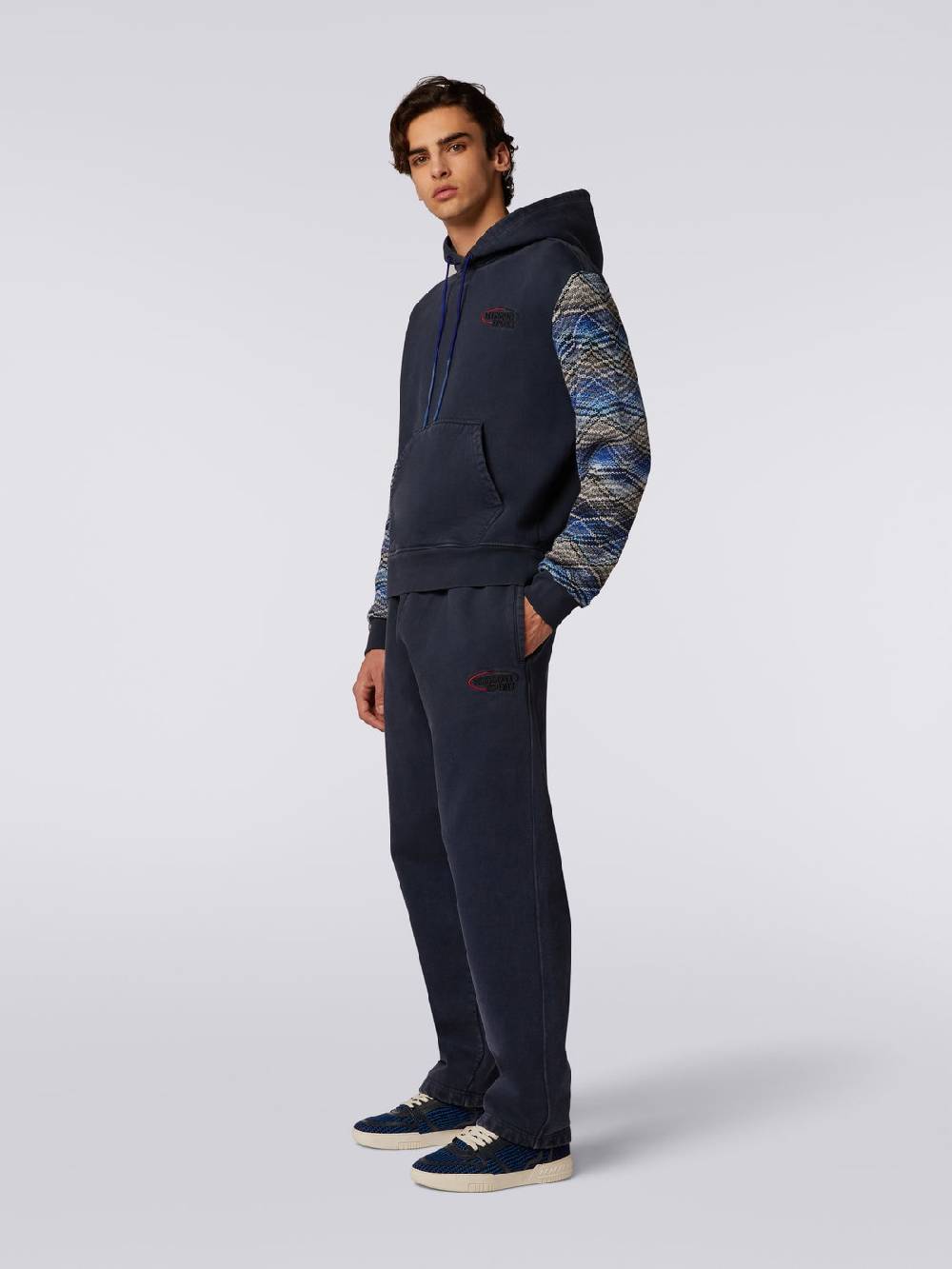 Missoni Felpa con cappuccio in cotone con inserti in maglia Offerta