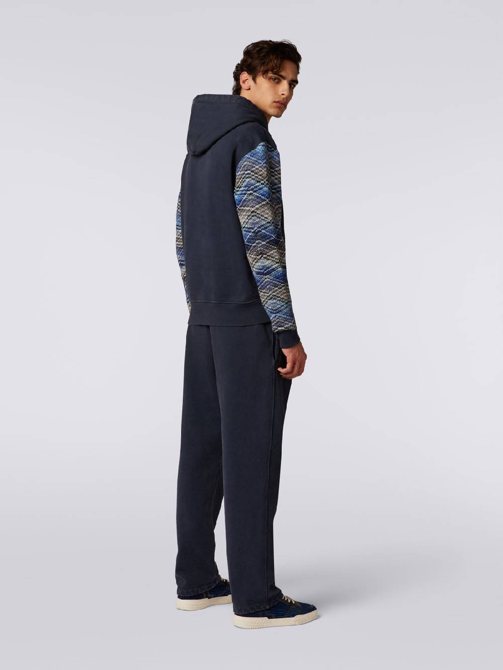 Missoni Felpa con cappuccio in cotone con inserti in maglia Offerta
