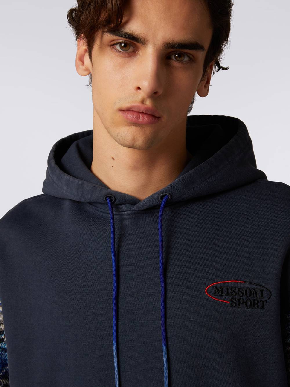 Missoni Felpa con cappuccio in cotone con inserti in maglia Offerta