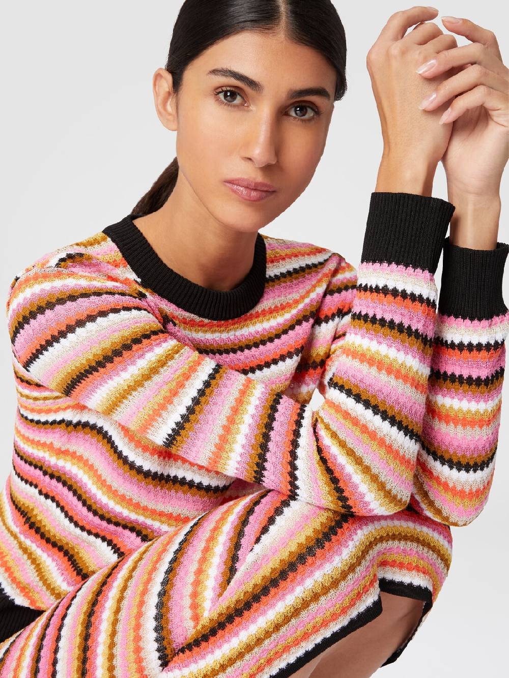Missoni Pullover girocollo in lana e viscosa a righe Outlet