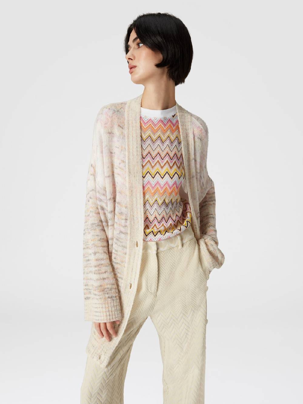 Missoni Pantaloni classici in cotone e viscosa zig zag Offerte