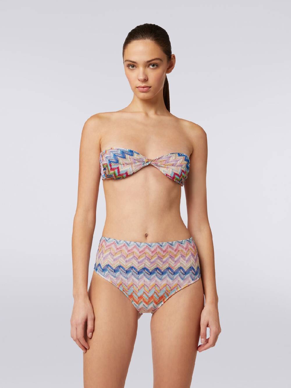 Missoni Bikini in viscosa e lurex con top torchon e slip alto Vendita Economica