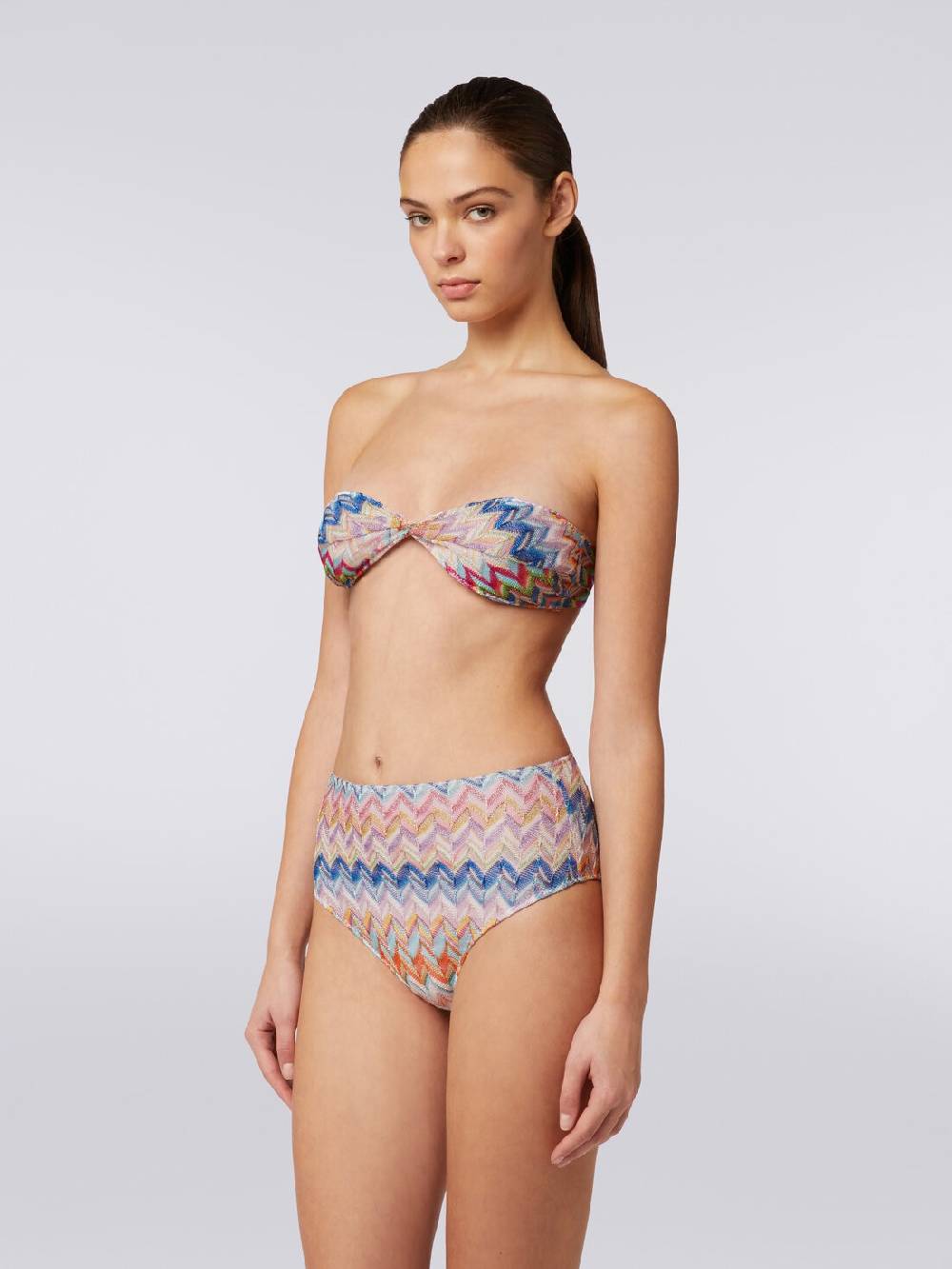 Missoni Bikini in viscosa e lurex con top torchon e slip alto Vendita Economica