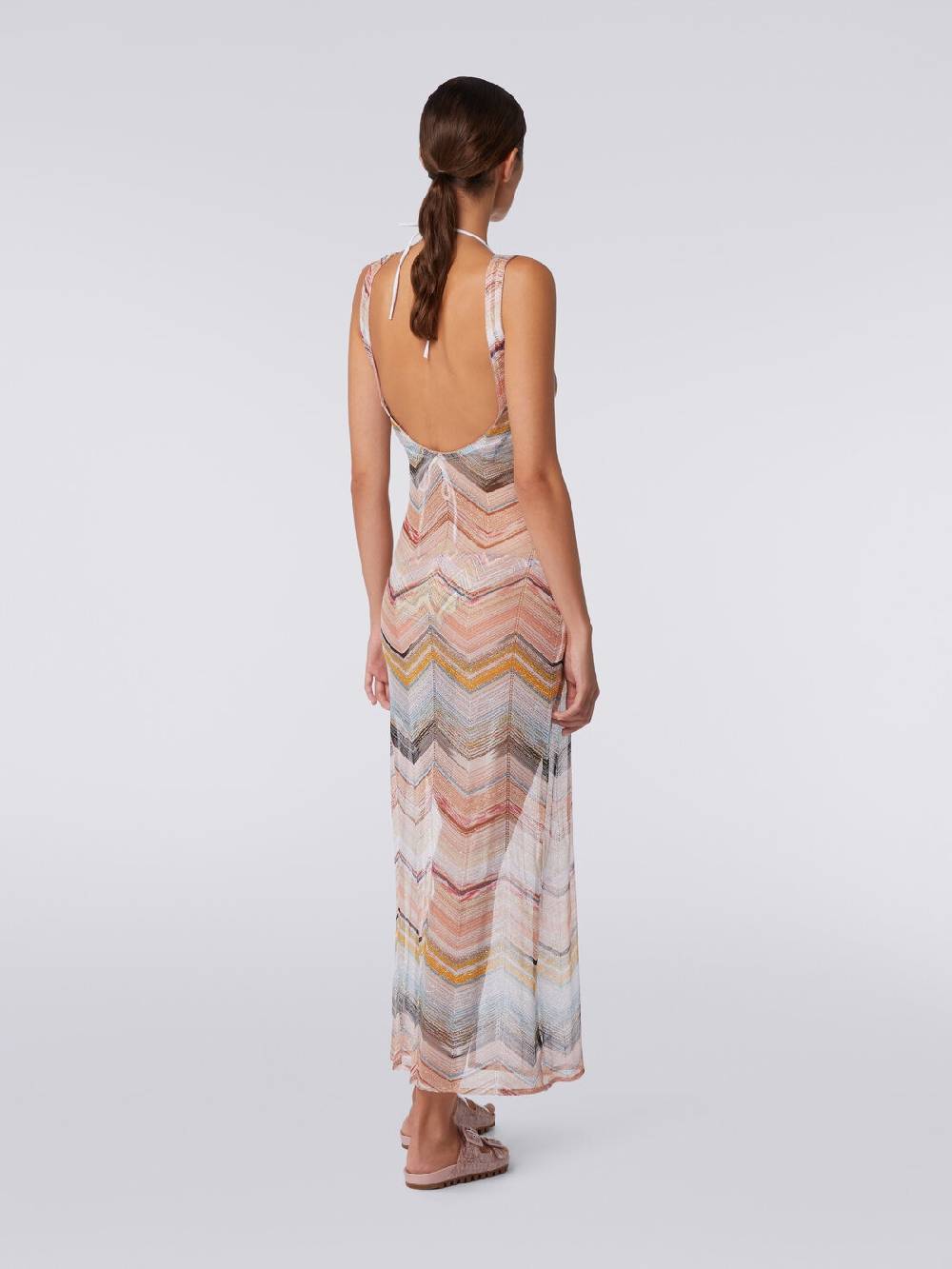 Missoni Abito copricostume lungo motivo chevron con lurex Nuova
