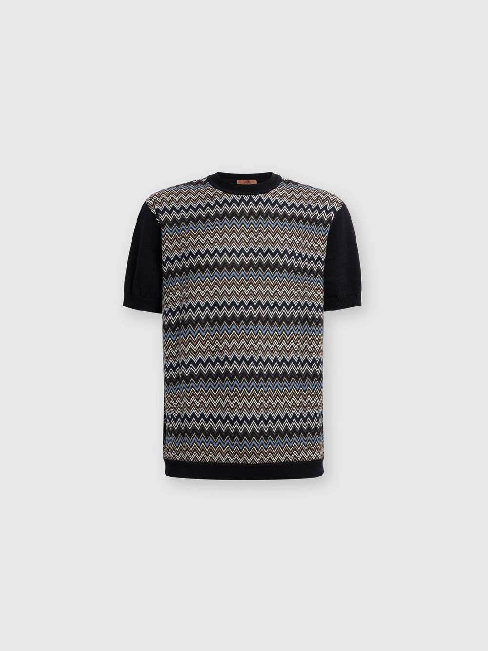 Missoni T-shirt in maglia di cotone zig zag con inserti tinta unita Offerta esclusiva