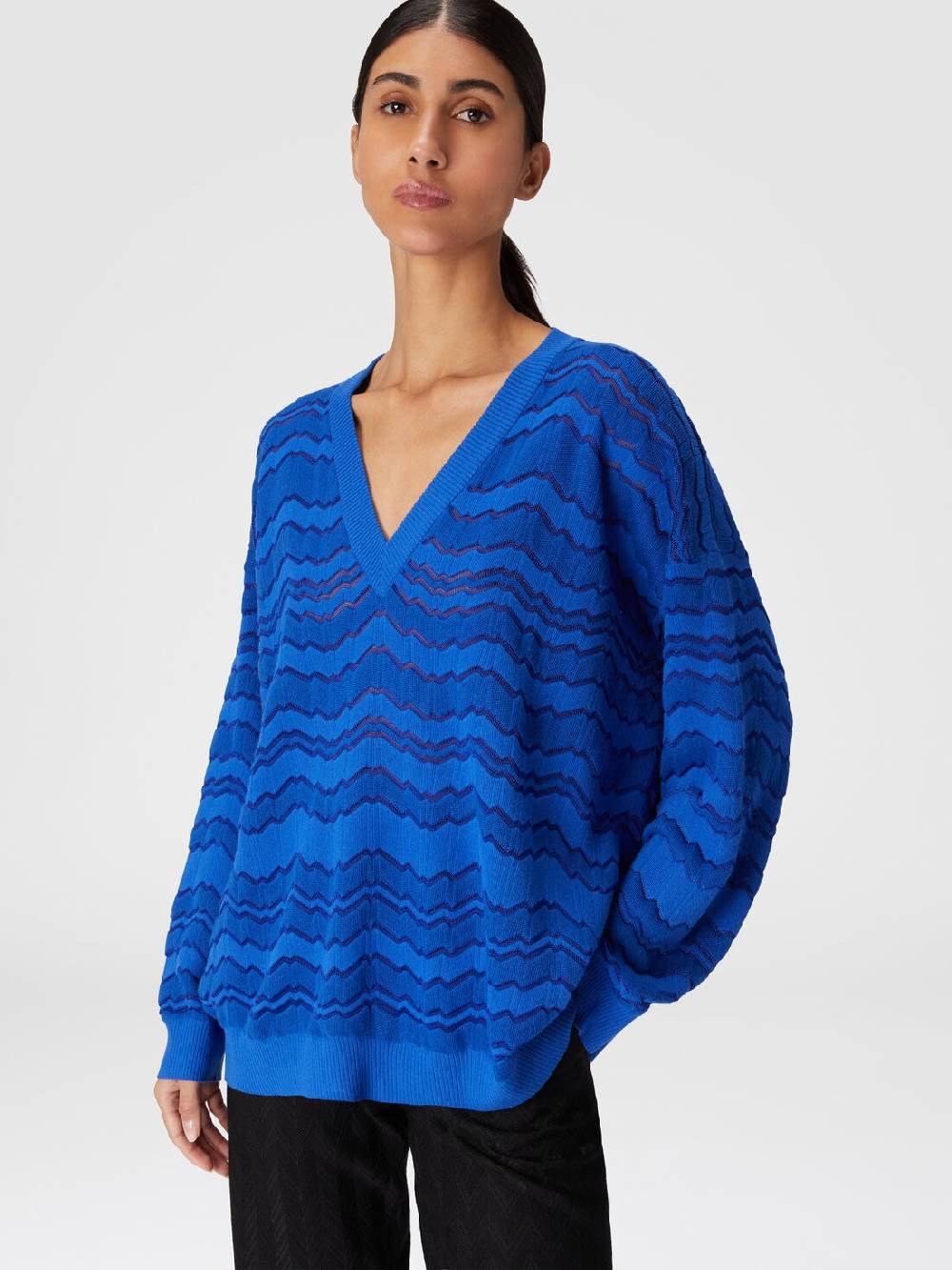 Missoni Pullover con scollatura a V e zig zag tono su tono Offerta natalizia