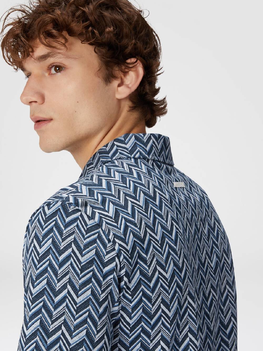Missoni Polo in jersey di cotone jacquard zig zag Vendita calda