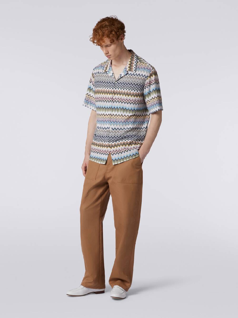 Missoni Camicia a maniche corte modello bowling in cotone zig zag Offerta migliore