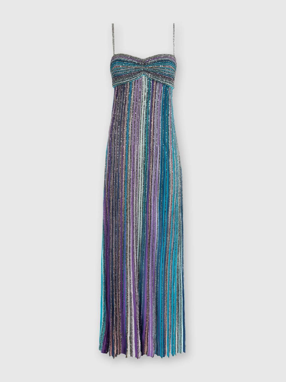 Missoni Abito lungo senza maniche in maglia plissée lamé Online Outlet