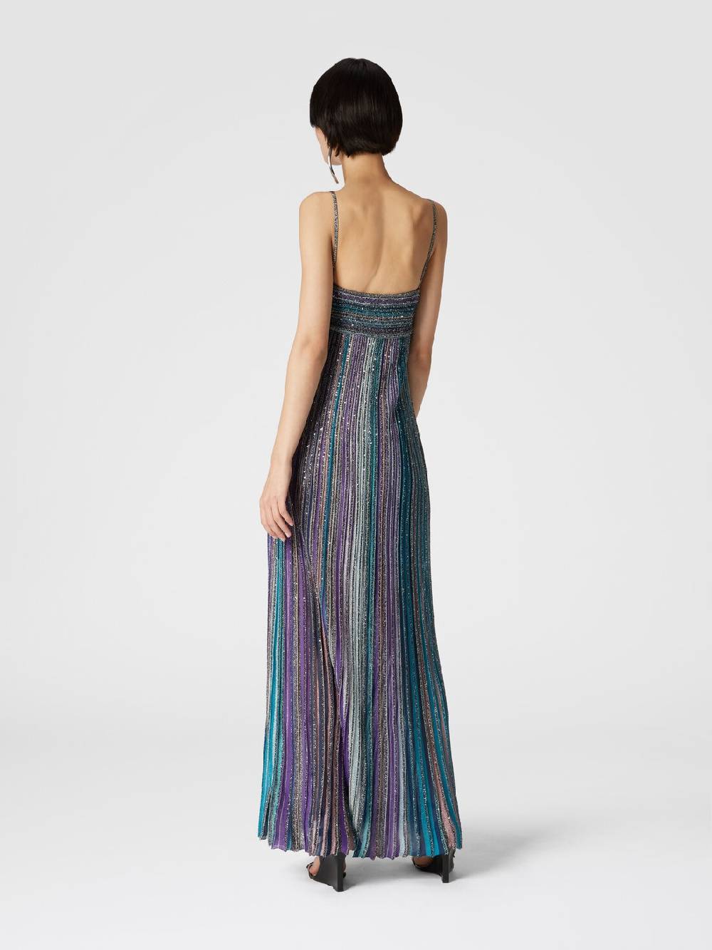 Missoni Abito lungo senza maniche in maglia plissée lamé Online Outlet