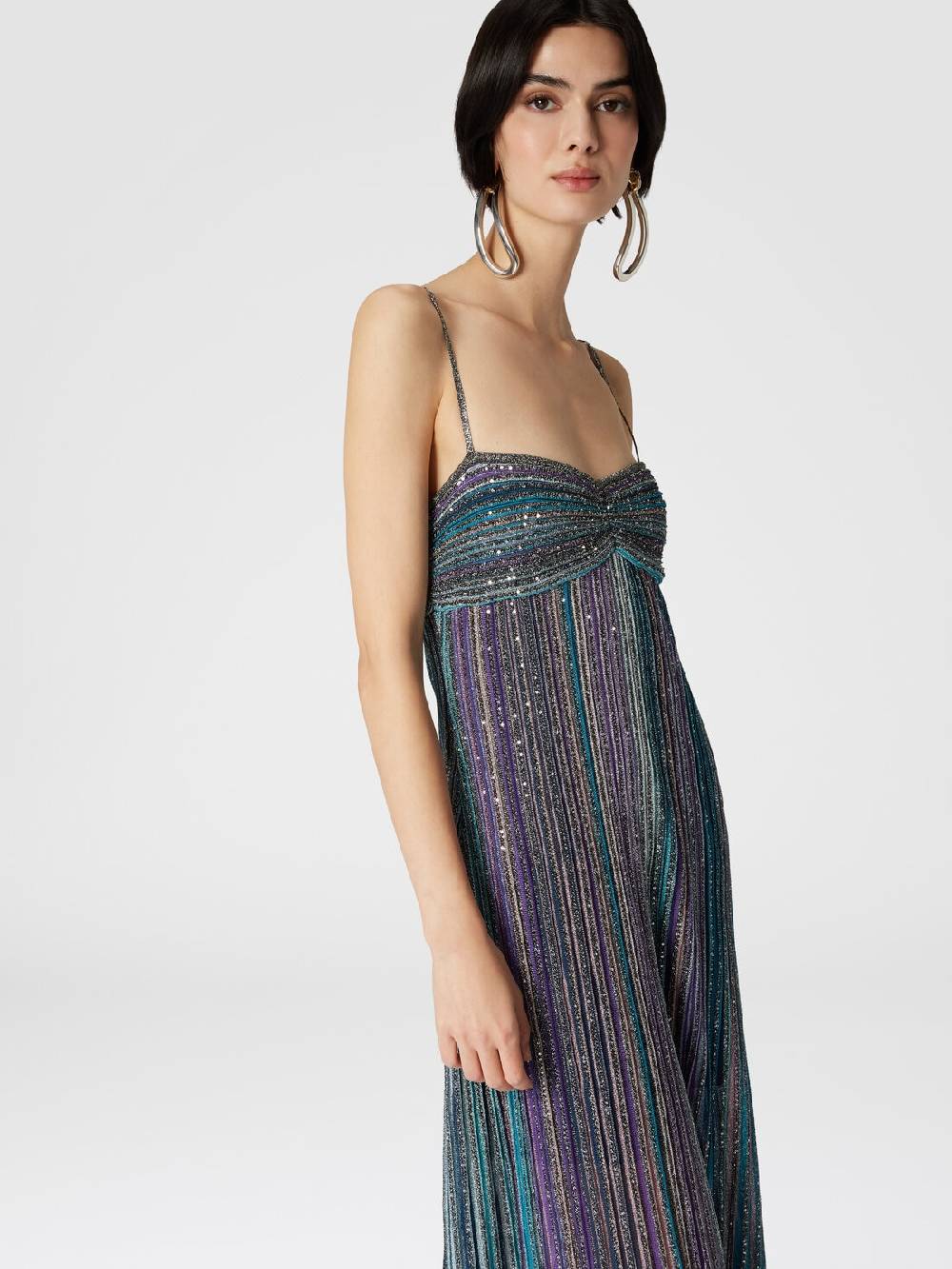 Missoni Abito lungo senza maniche in maglia plissée lamé Online Outlet