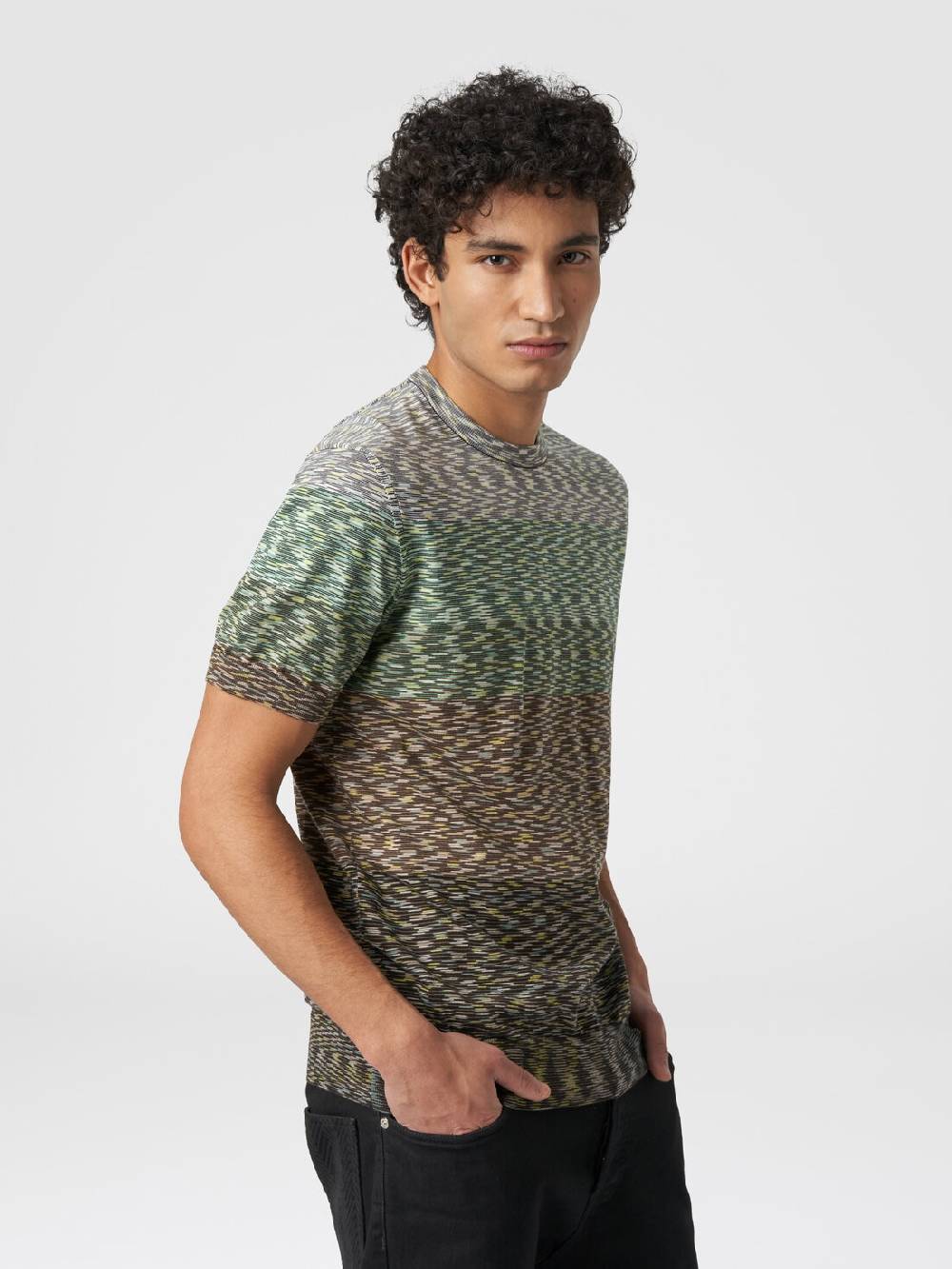 Missoni T-shirt girocollo in cotone fiammato dégradé Nuovi prodotti