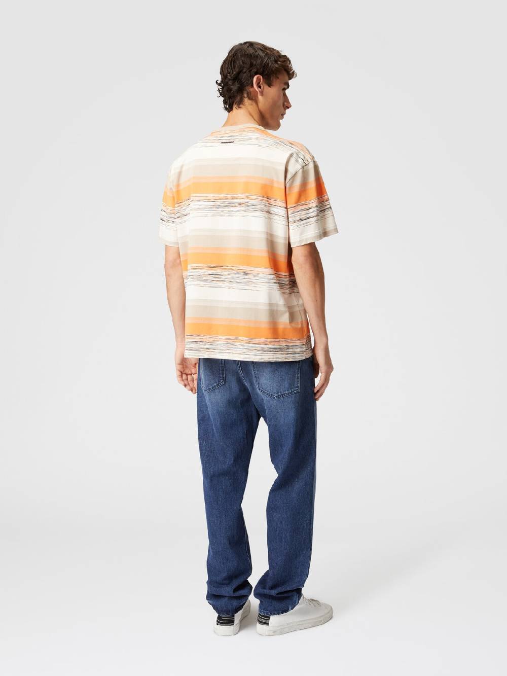 Missoni T-shirt in jersey di cotone a righe con logo Sconti VIP