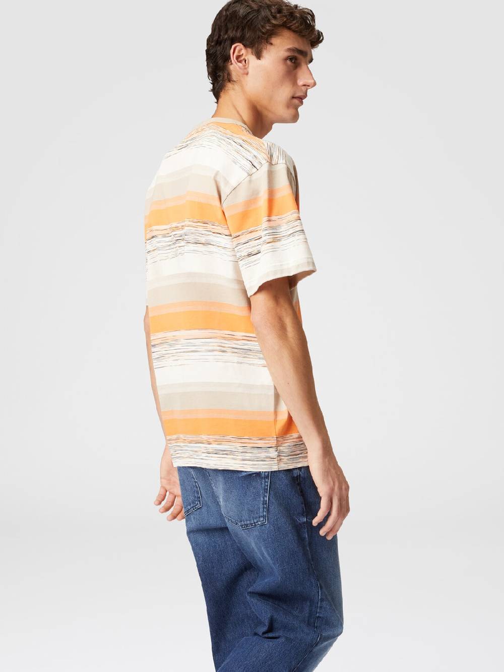 Missoni T-shirt in jersey di cotone a righe con logo Sconti VIP