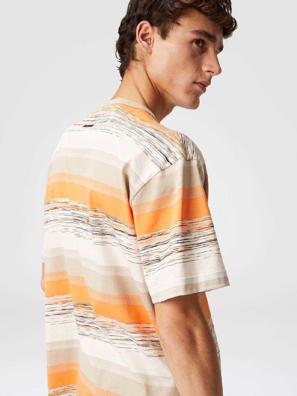 Missoni T-shirt in jersey di cotone a righe con logo Sconti VIP