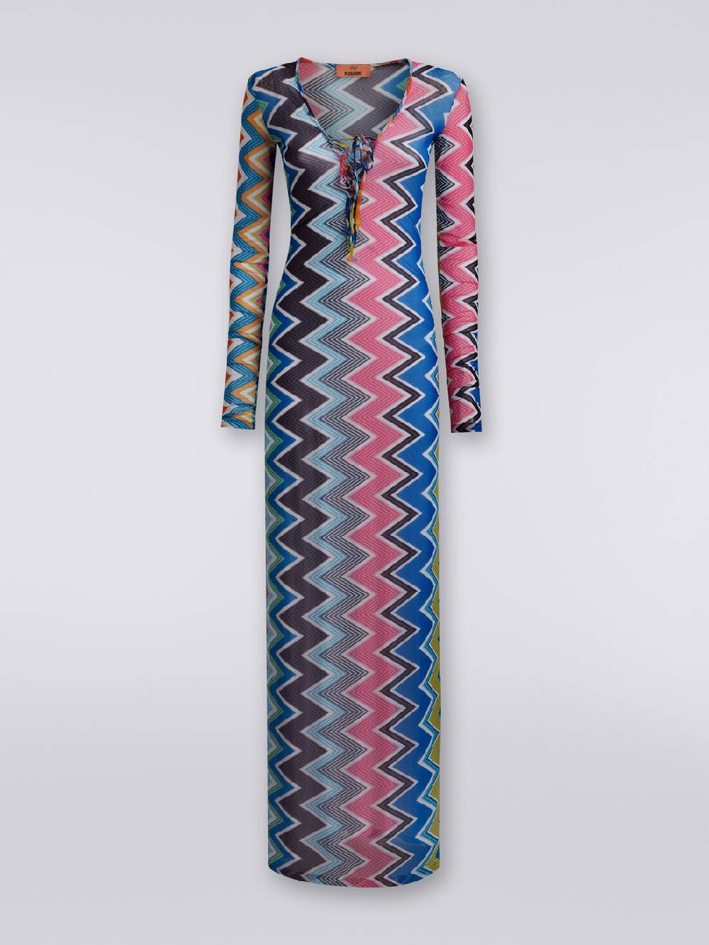 Missoni Abito copricostume lungo in tulle stampa zig zag Prezzo basso